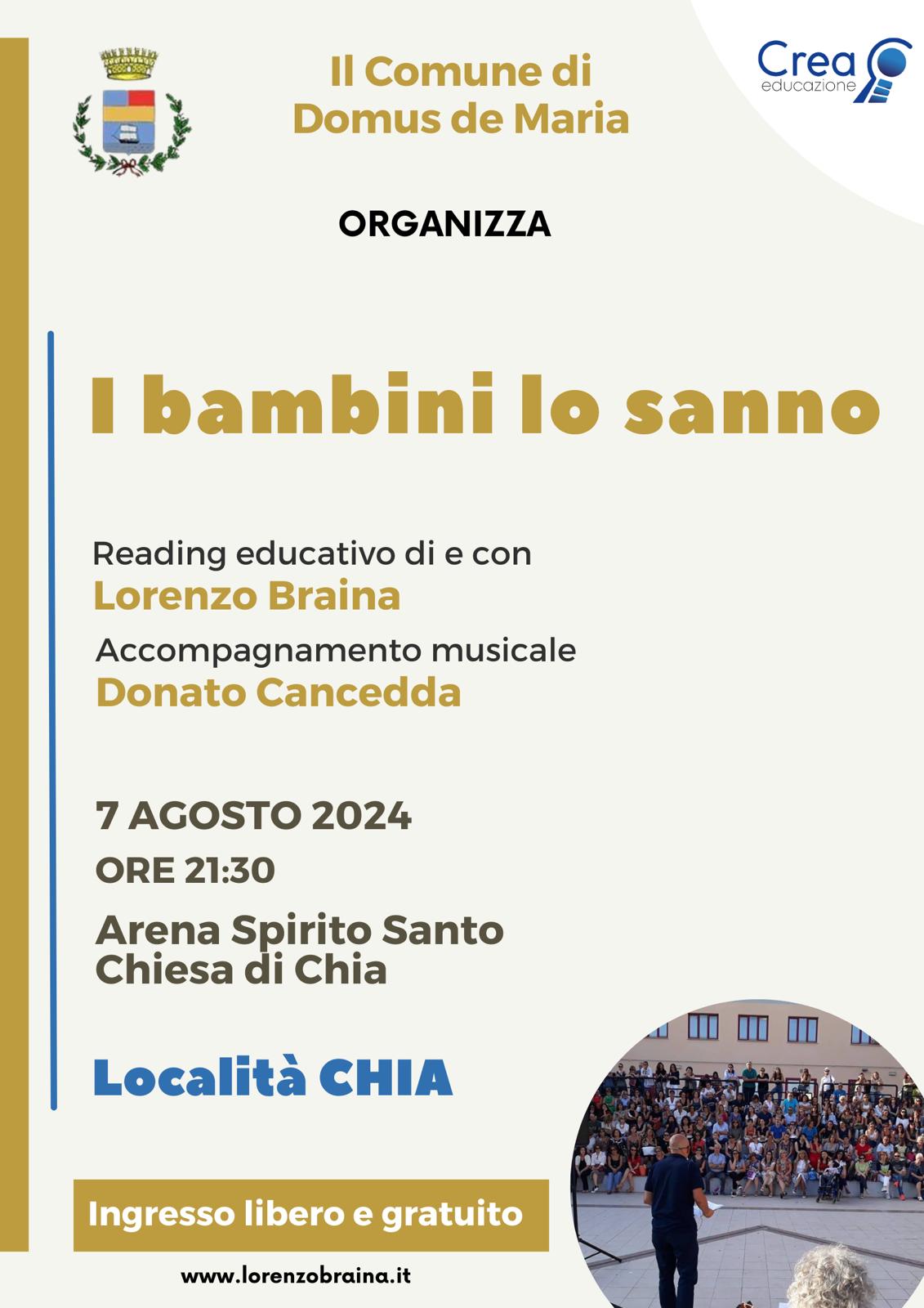 Lorenzo Braina all'anfiteatro di Chia - Reading con accompagnamento musicale a cura di Donato Cancedda.