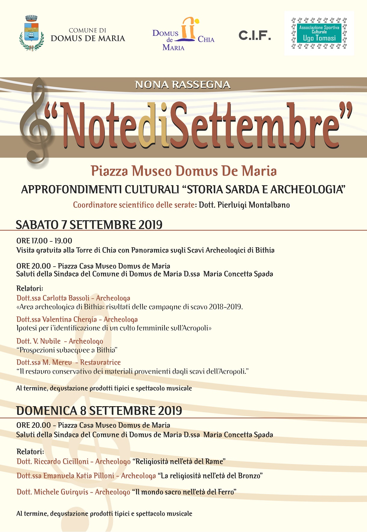 Nona rassegna Note di settembre- Approfondimenti culturali Storia sarda e Archeologia