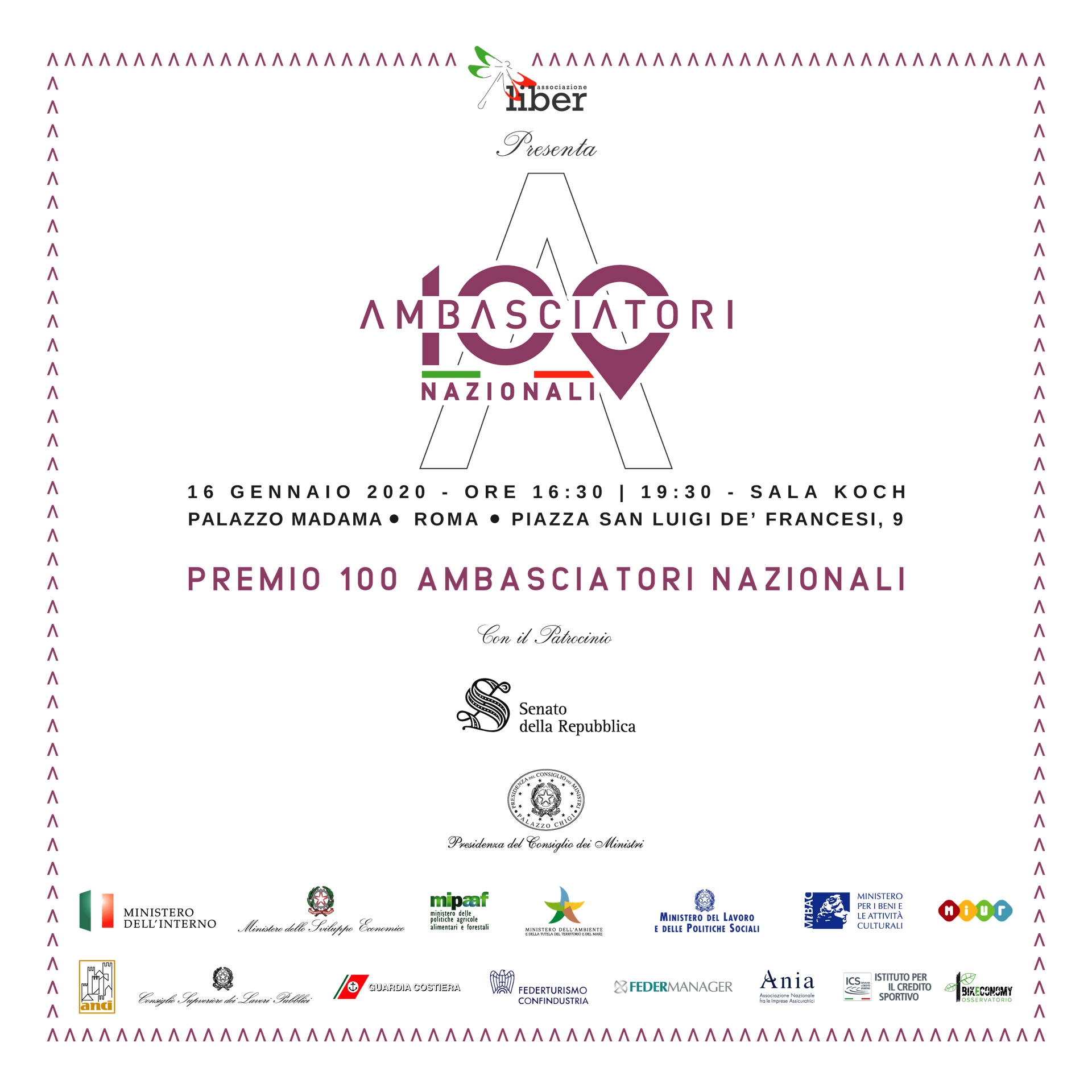 "100 ambasciatori nazionali"