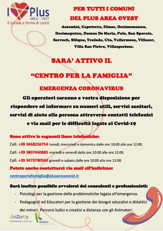 centro per la famiglia emergenza coronavirus